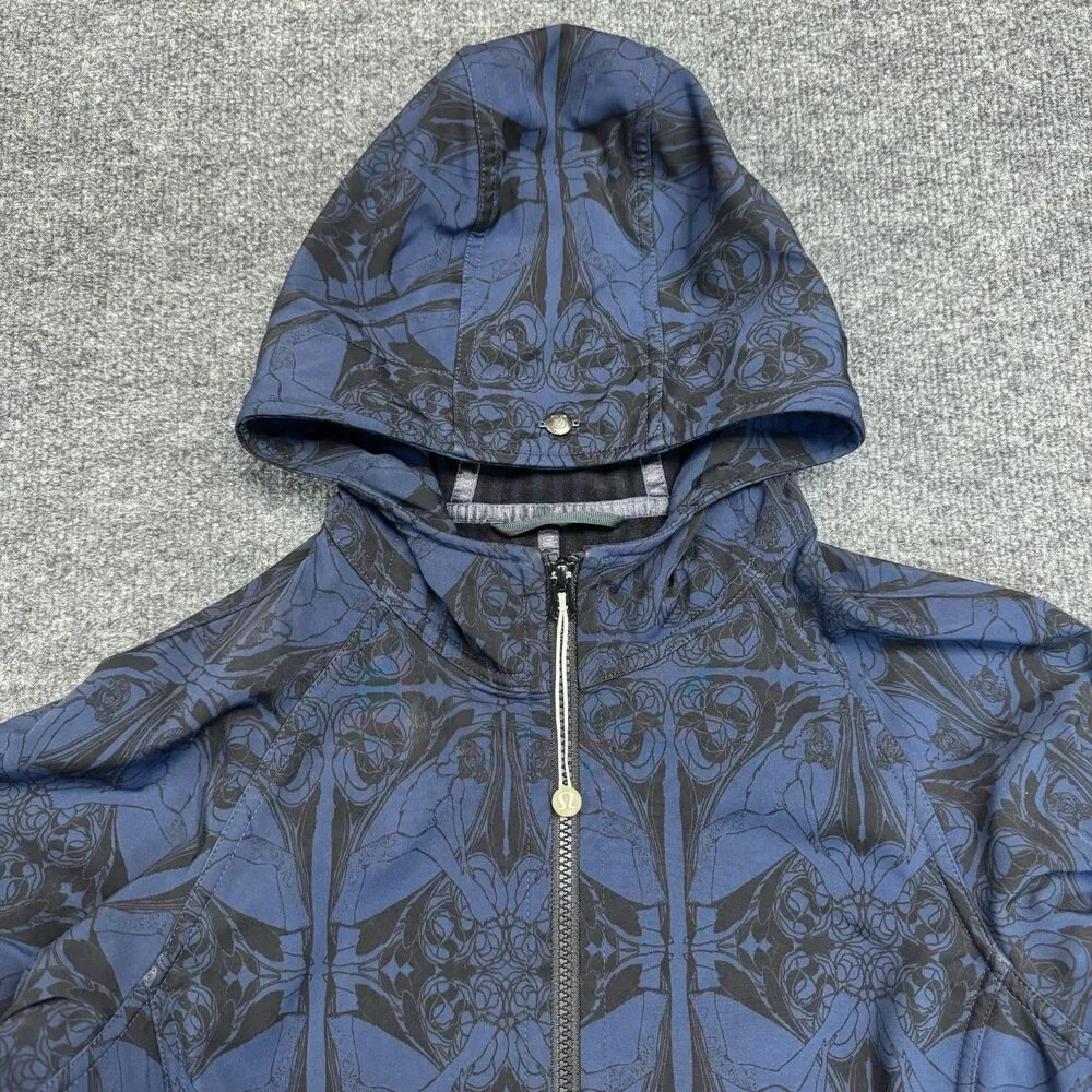 Lululemon Apres Softshell Trench Jacket Rain Coat Geometric Pattern Sz 8 Rare